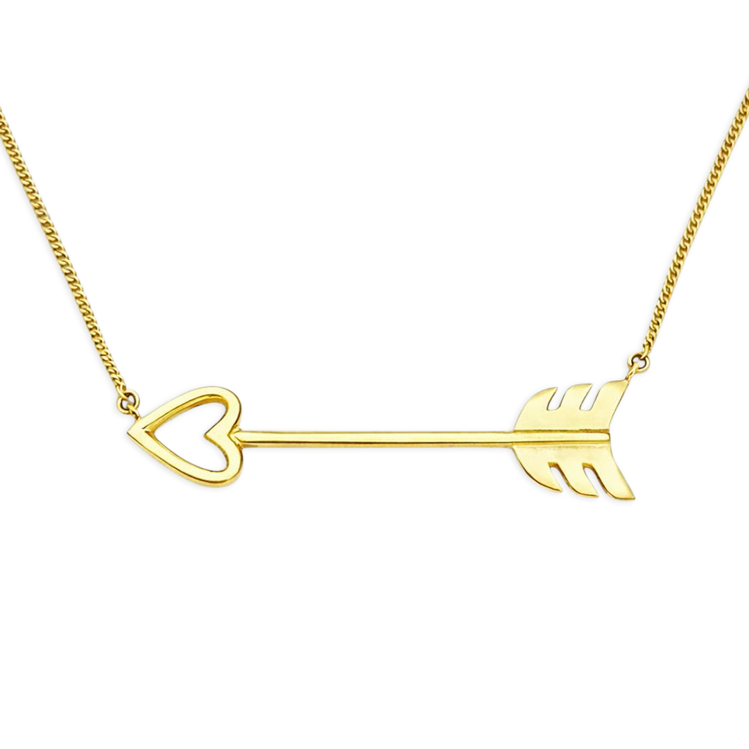 Collar Cupido corazón irdia - grande plata con baño de oro