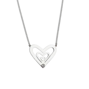 Collar Madre e Hijos - Corazón triple con piedra