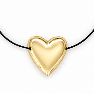 Choker Latidos corazón grande - plata con baño de oro